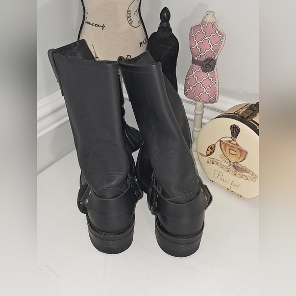 Black Leather Men's Moto Boots Size 10 Pre-owned - Picture 3 of 9
